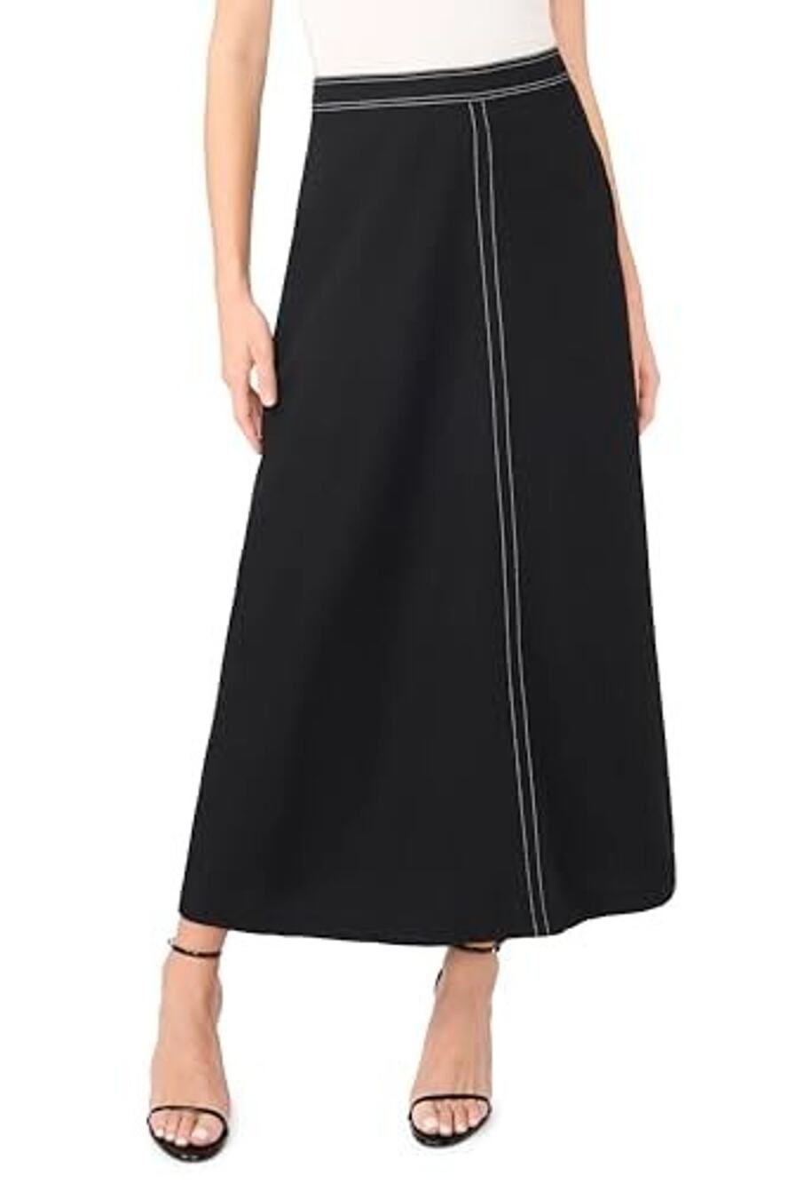 Vince Camuto Front Seam Maxi Skirt Rich Black Size S 2162